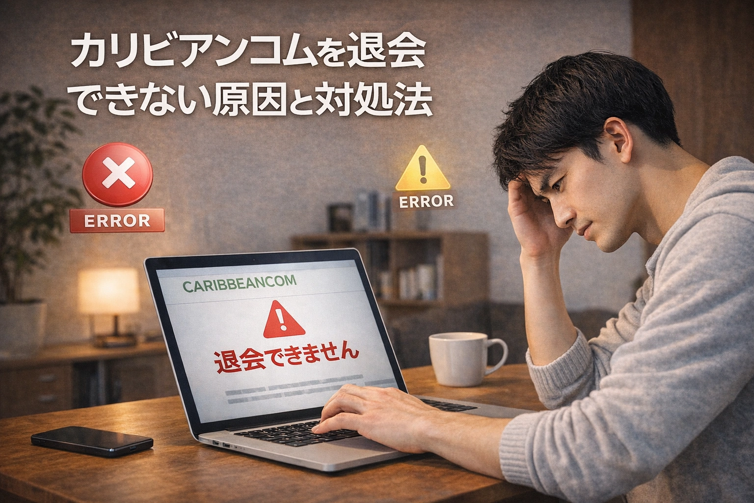 カリビアンコムを退会できない原因と対処法