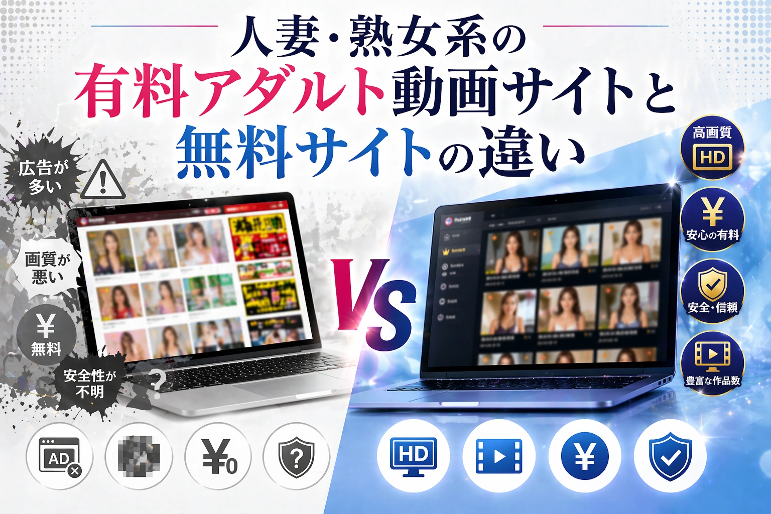 人妻・熟女系の有料アダルト動画サイトと無料サイトの違い