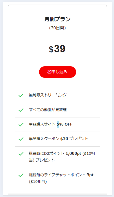 天然むすめの月間プラン