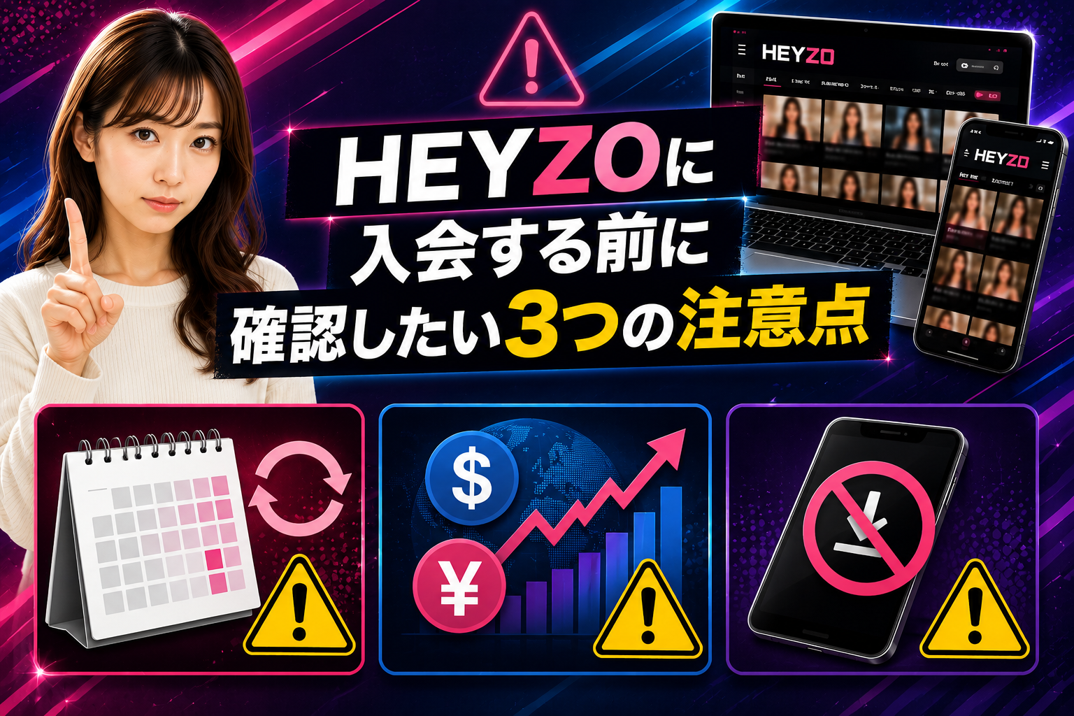 HEYZOに入会する前に確認したい3つの注意点