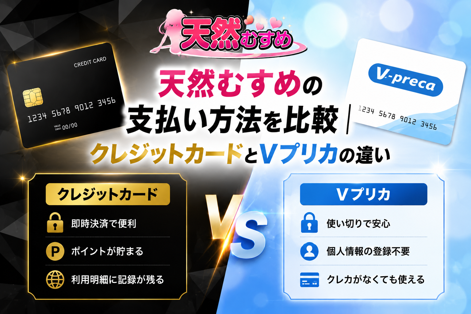 天然むすめの支払い方法を比較｜クレジットカードとVプリカの違い