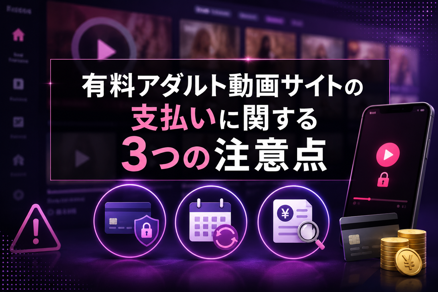 有料アダルト動画サイトの支払いに関する3つの注意点