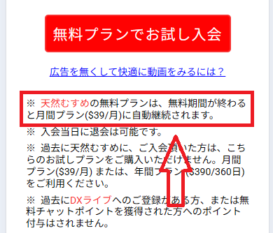 自動的に月間プランへ移行する