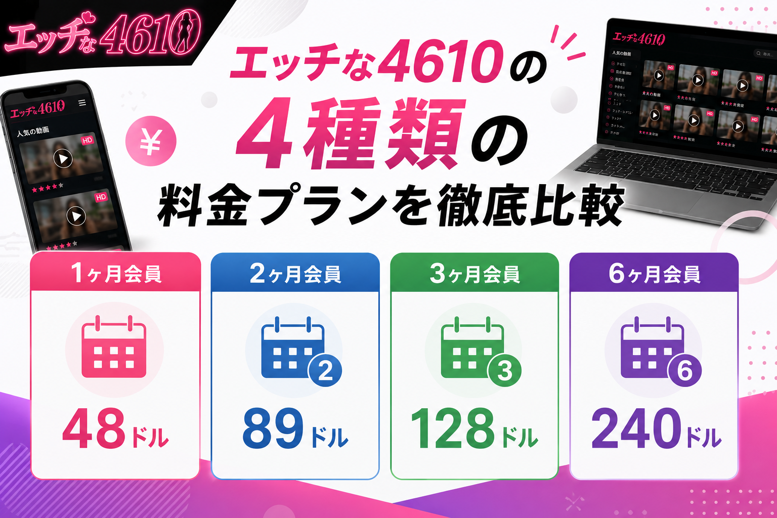 エッチな4610の4種類の料金プランを徹底比較