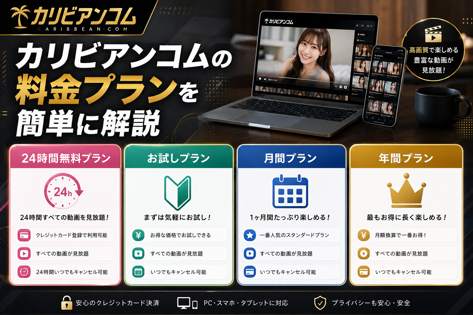 カリビアンコムの料金プランを簡単に解説