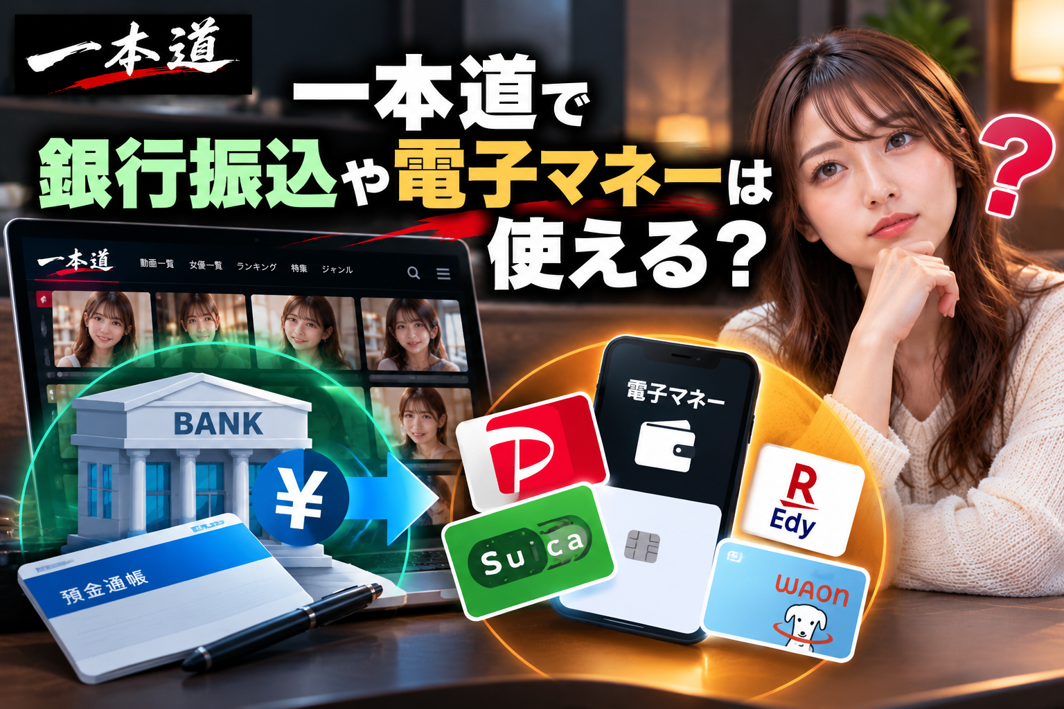 一本道で銀行振込や電子マネーは使える？