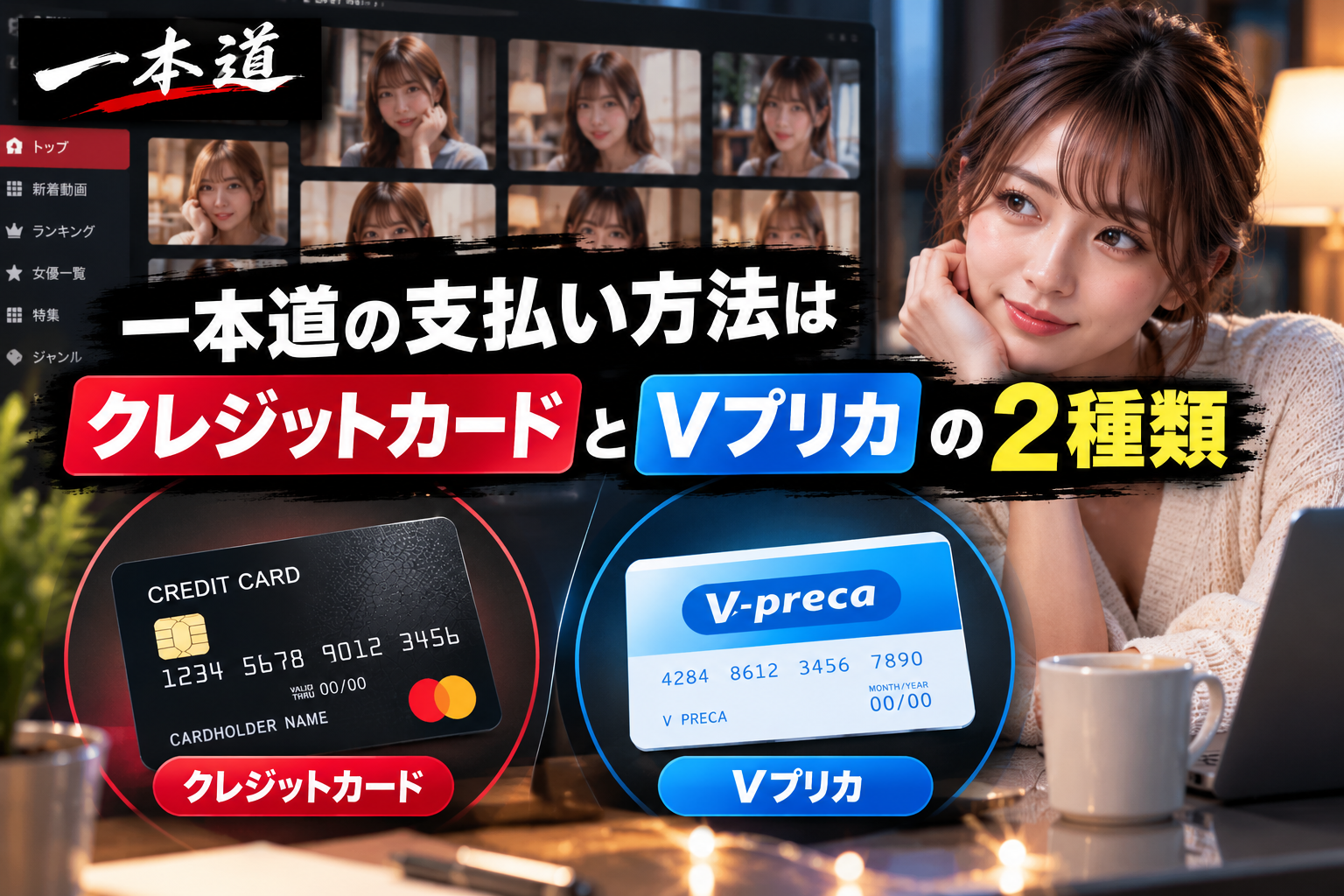 一本道の支払い方法はクレジットカードとVプリカの2種類